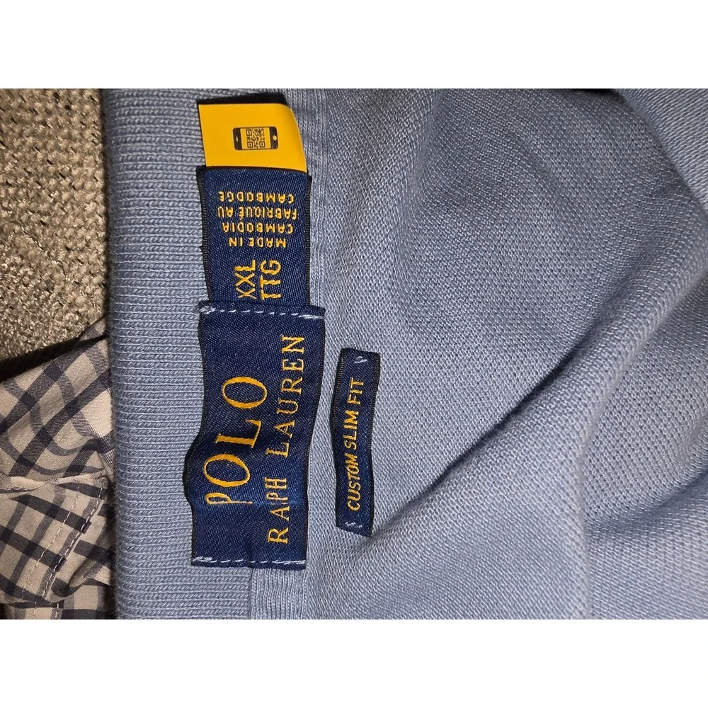 Polo Ralph Lauren Big Pony Polo Shirt Mens XXL Blue Custom Slim Fit Short Sleeve